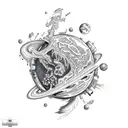 planet  tattoo design idea