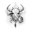 ship with map bull skull  tattoo design idea