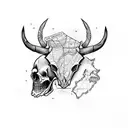 ship with map bull skull  tattoo design idea
