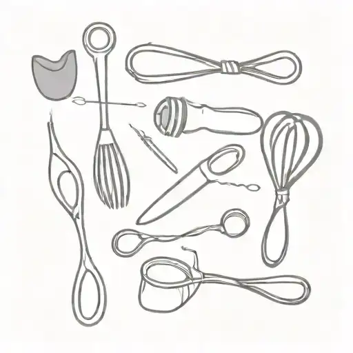 baking utensils intertwined tattoo design idea