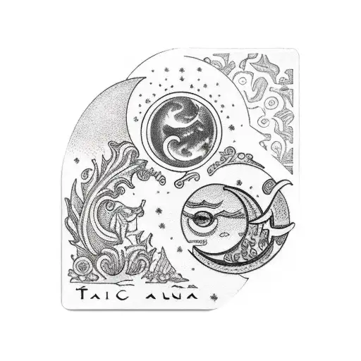 sol y luna carta tarot tattoo design idea