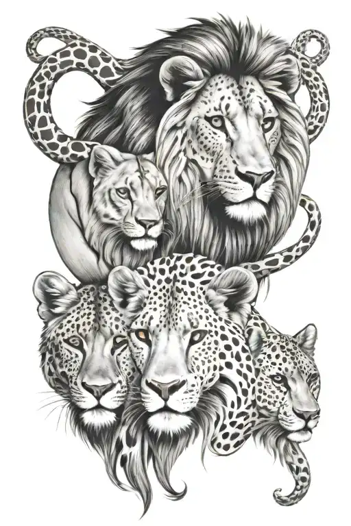 lion monkey cheetah giraffe elephant  tattoo design idea