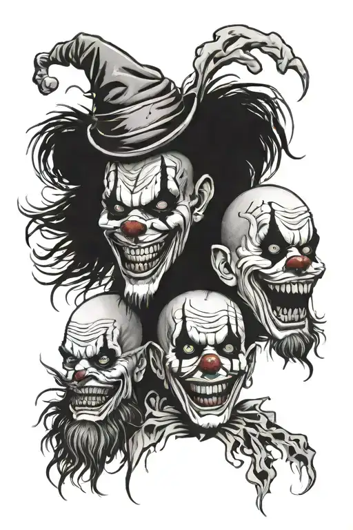clowns, rob zombie aesthetic   tattoo design idea