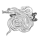 long sword with vines and snake tattoo design idea