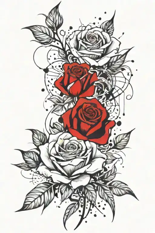 burning rose tattoo design idea