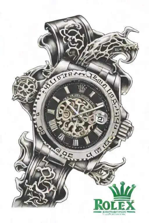 rolex logo incorporated tattoo design idea