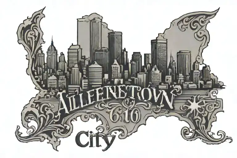 610 area code, city of allentown behind it  tattoo design idea