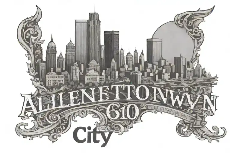610 area code, city of allentown behind it  tattoo design idea