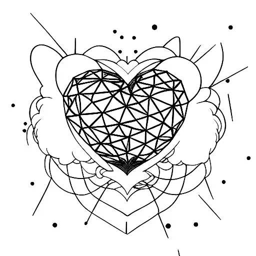 mirrorball merged with heart Ballon  tattoo design idea