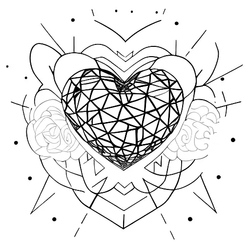 mirrorball merged with heart Ballon  tattoo design idea