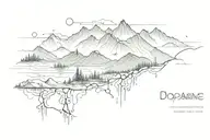 dopamine chemical structure and outdoors mountains trees tattoo design idea