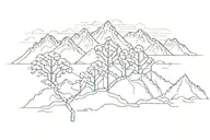 dopamine chemical structure and outdoors mountains trees tattoo design idea