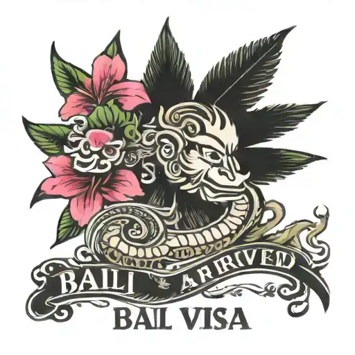 Bali arrived visa stamp with date 16.09.2024 tattoo design idea