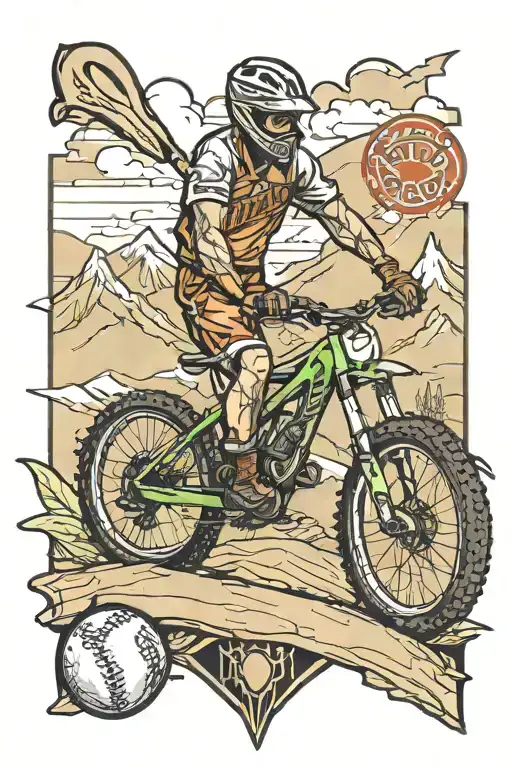 Idaho mountain biking and softball home plate tattoo design idea