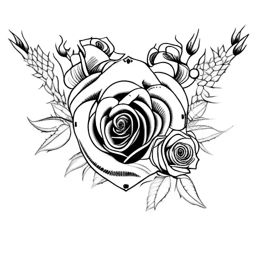 Combine an animal skull and a rose in a unique way tattoo design idea