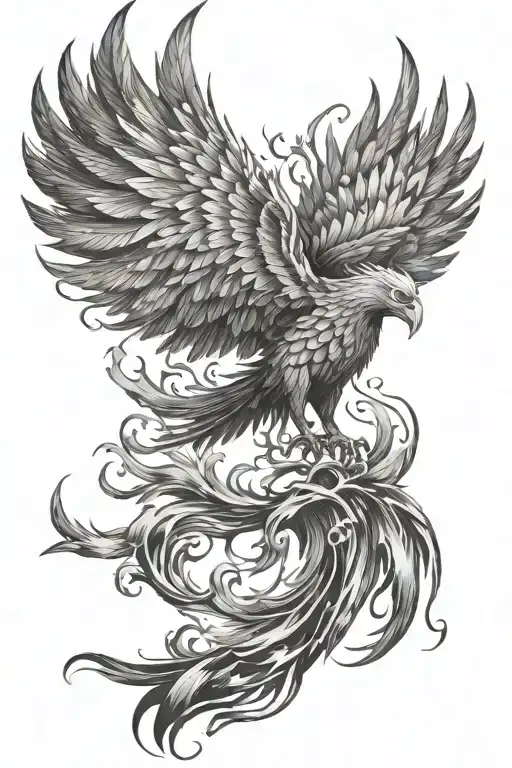 phoenix vborn from flame tattoo design idea