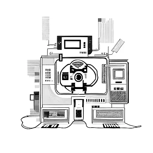 y2k retro computer monitor with pixel brain inside  tattoo design idea