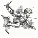 cupid shooting arrow tattoo design idea