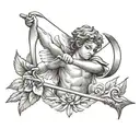 cupid shooting arrow tattoo design idea
