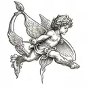 cupid shooting arrow tattoo design idea