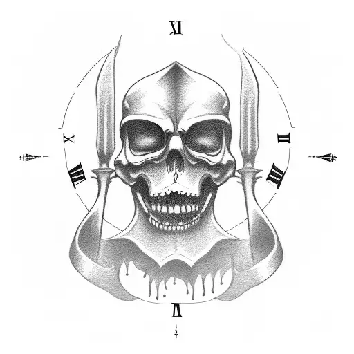 The Grim Reaper with a clock as a shadow tattoo design idea