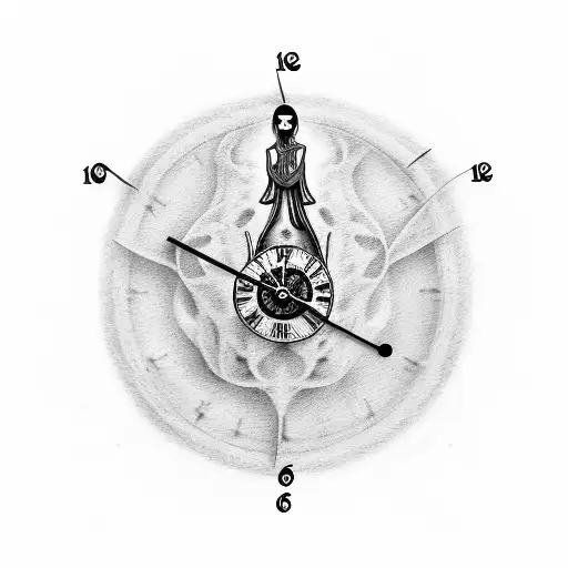 The Grim Reaper with a clock as his shadow tattoo design idea