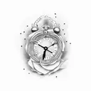 The dead with a clock for a shadow tattoo design idea