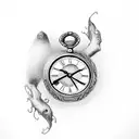 The dead with a clock for a shadow tattoo design idea