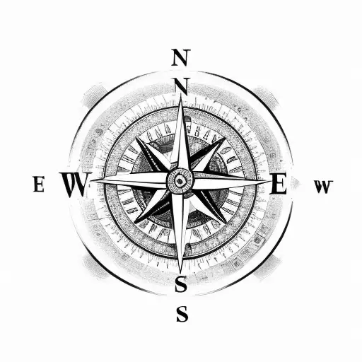 A compass surrounded by various symbols of knowledge and information, highlighting the importance of exploration and learning tattoo design idea