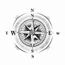 A compass surrounded by various symbols of knowledge and information, highlighting the importance of exploration and learning tattoo design idea