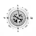 A compass surrounded by various symbols of knowledge and information, highlighting the importance of exploration and learning tattoo design idea