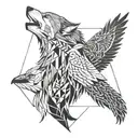 wolf and crow tattoo design idea