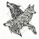wolf and crow tattoo design idea