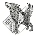 wolf and crow tattoo design idea