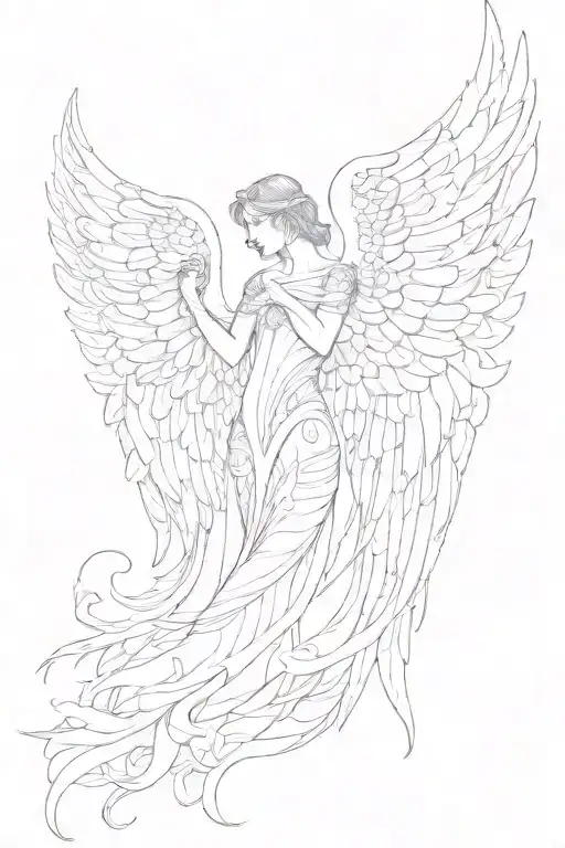 angel wings spread tattoo design idea