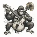 gorilla playing cello tattoo design idea