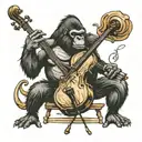 gorilla playing cello tattoo design idea