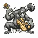 gorilla playing cello tattoo design idea