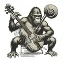 gorilla playing cello tattoo design idea