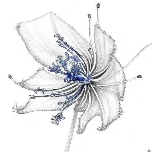 blue spider lily tattoo design idea