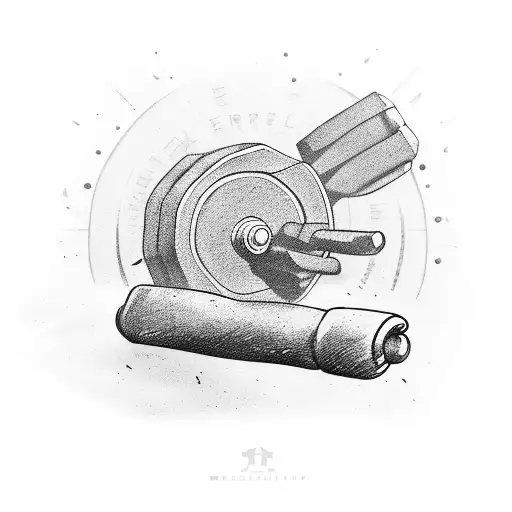A weightlifting barbell made of farm tools tattoo design idea