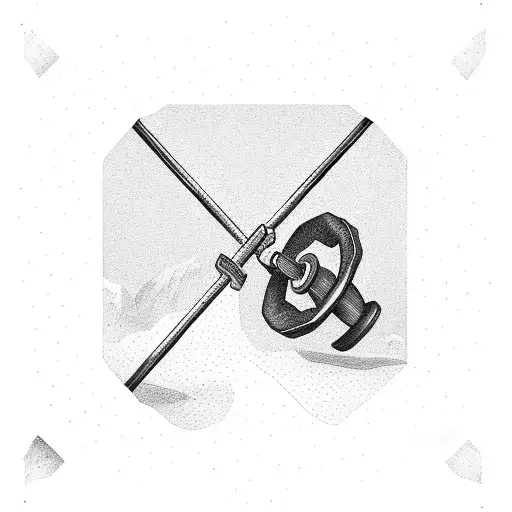 A weightlifting barbell made of farm tools tattoo design idea