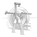 A weightlifting barbell made of farm tools tattoo design idea
