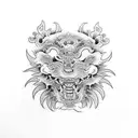 foo dog left hand  tattoo design idea