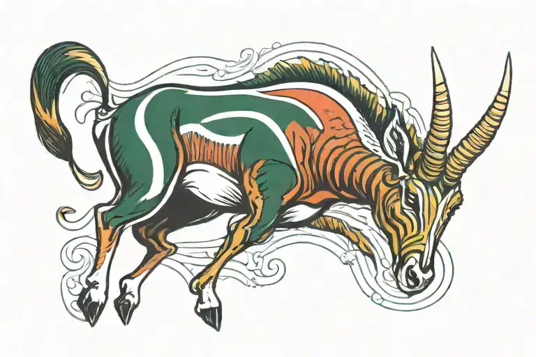 South African springbok rugby ball morphing tattoo design idea