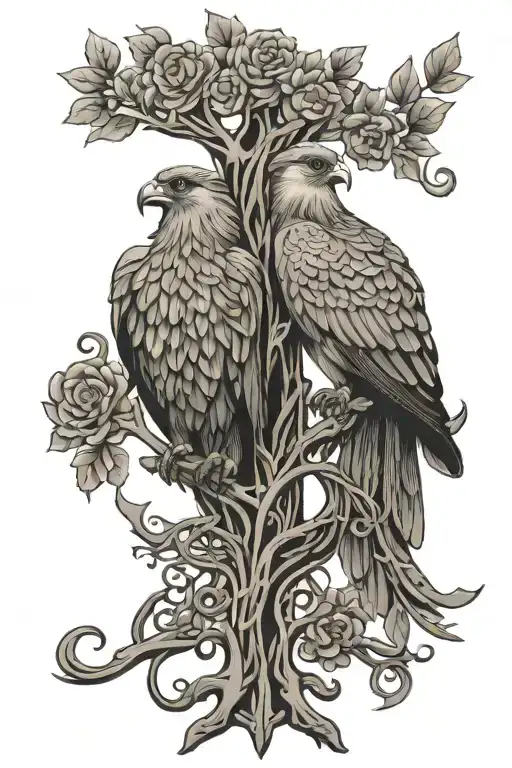 polish falcon Celtic tree of life tattoo design idea
