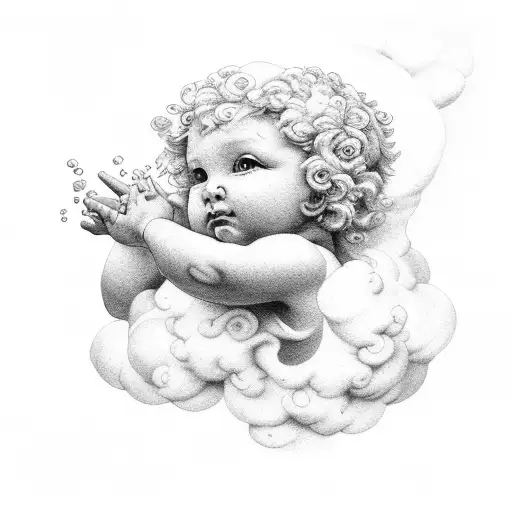 cherub on a cloud  tattoo design idea