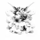 cherub on a cloud  tattoo design idea
