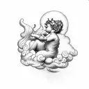 cherub on a cloud  tattoo design idea