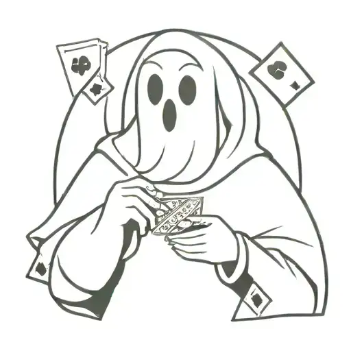 cartoon ghost playing poker for friend group tattoo design tattoo design idea